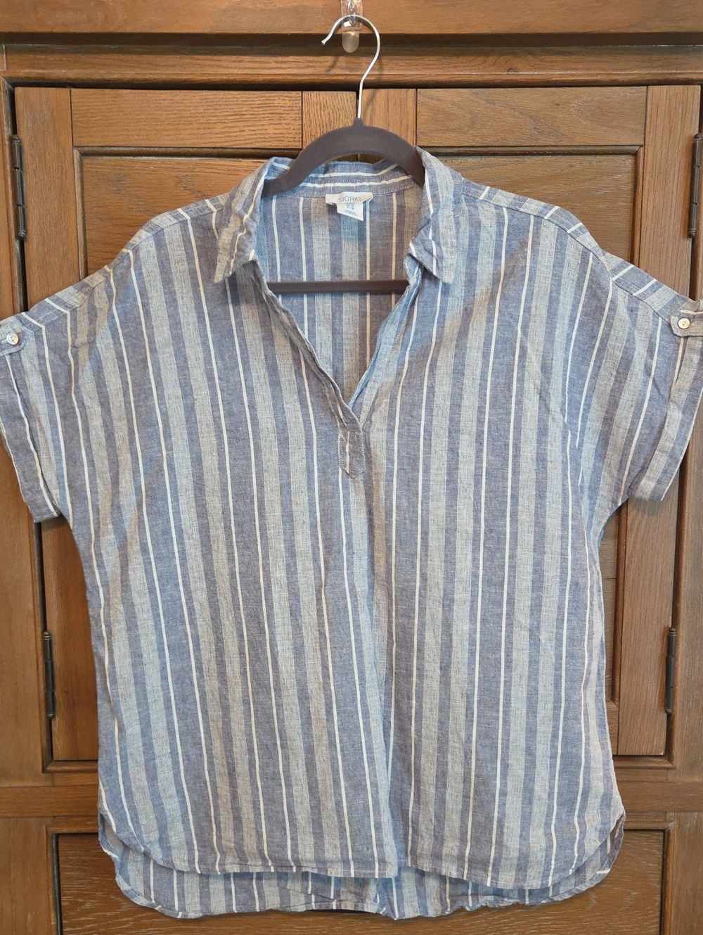 Sigrid Olsen Linen Blend Pullover Top Size MED
